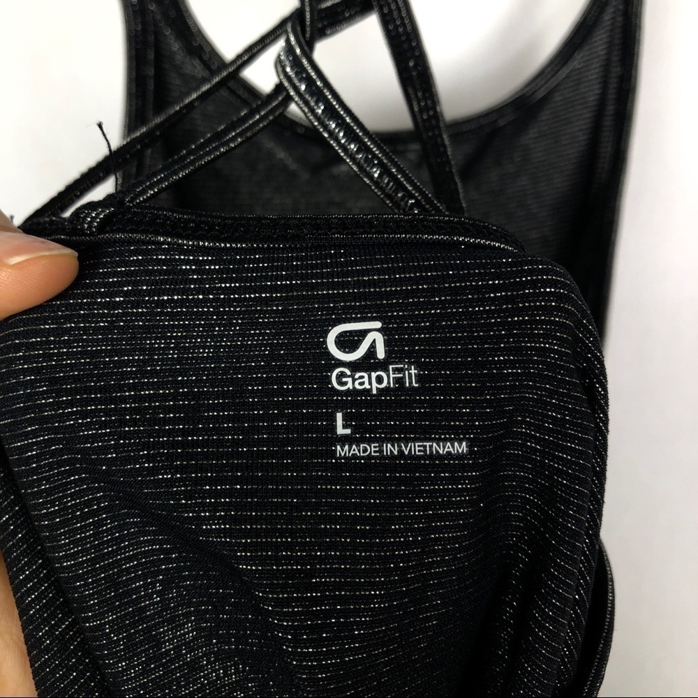 GAP fit black silver metallic tank top - Picture 5 of 8